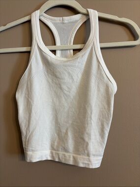 lululemon athletica White Ribbed Racerback Tank Top. Like new